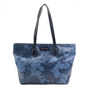 Auth MIUMIU Shoulder Bag Tote Bag Navy PVC/Leather - h30838i